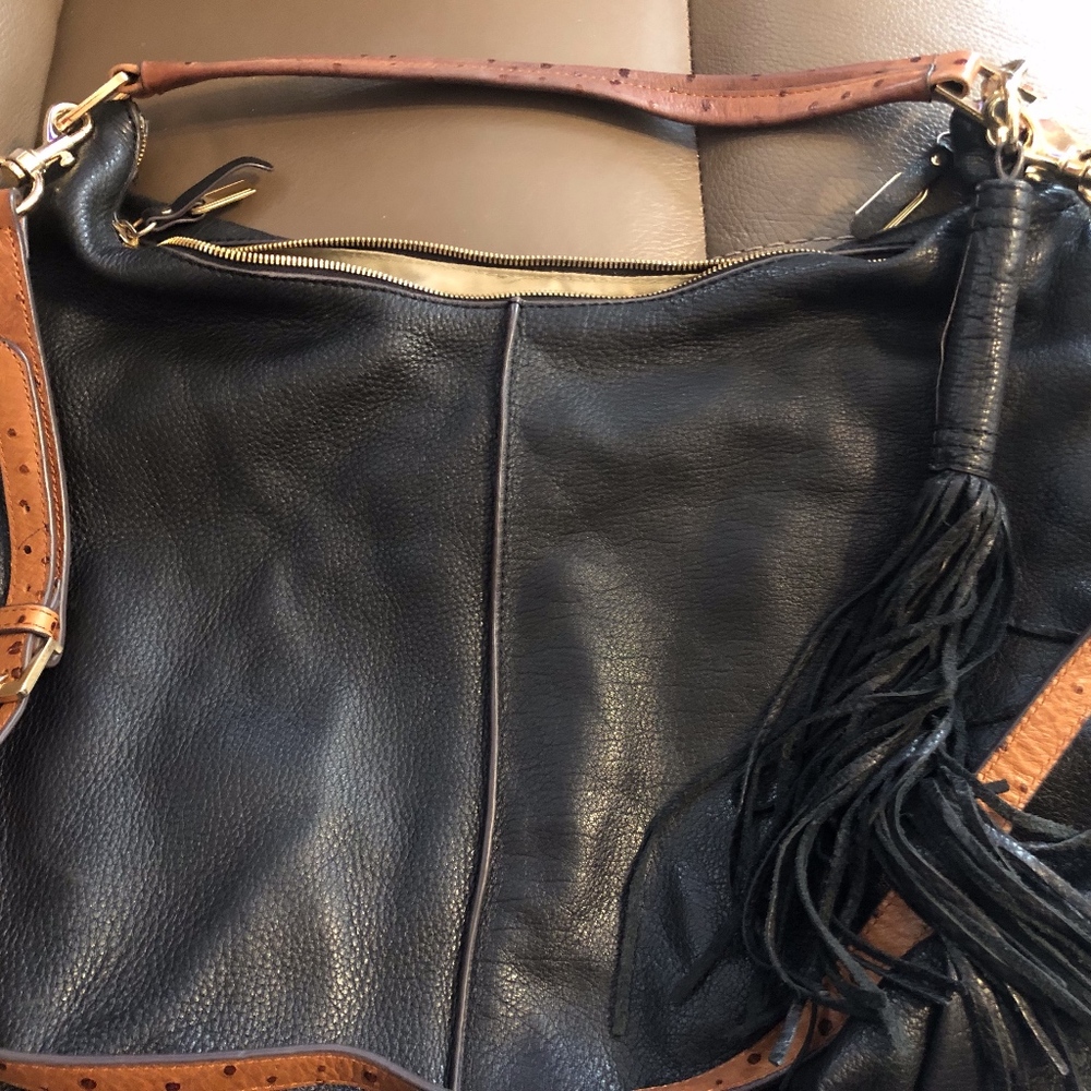 G.I.L.I. Milano Double Zip Leather Hobo Bag